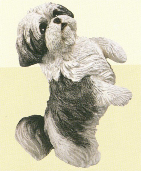 Shih Tzu Silver/ White Standing Dog Fiberglass Piece